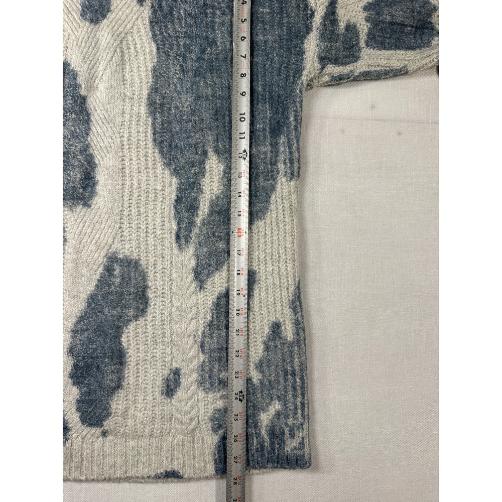 Pilcro Anthropologie Blue Cream Abstract Cable Knit Turtleneck Sweater Medium - Picture 9 of 9